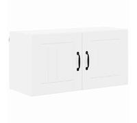 vidaXL Meuble Mural de Cuisine Blanc Brillant 80 x 31 x 40 cm, Armoire de Cuisine Moderne, Rangement Mural rectangulaire, Gestion Durable, Solution Efficace, poignée Noire