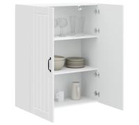 vidaXL Armoire de cuisine blanc 80×31×100 cm bois d'ingénierie avec étagère, poignée noire