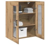 vidaXL Meuble mural chêne artisanal 69,5×34×90cm - Rangement salon, organisateur intérieur en verre