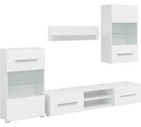 vidaXL Meuble-paroi 5 pièces avec éclairage LED Blanc mat Mat Matériau dérivé du bois