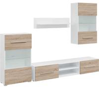 vidaXL Meuble-paroi 5 pièces avec éclairage LED Chêne Sonoma Matériau dérivé du bois