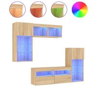 vidaXL Meuble-paroi 5 pièces avec éclairage LED Chêne Sonoma Matériau dérivé du bois