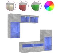 vidaXL Meuble-paroi 5 pièces avec éclairage LED gris béton Matériau dérivé du bois