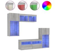 vidaXL Meuble-paroi 5 pièces avec éclairage LED Gris Sonoma Matériau dérivé du bois