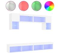 vidaXL Meuble-paroi 6 pièces avec éclairage LED Blanc Matériau dérivé du bois