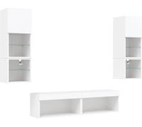 vidaXL Meuble-paroi 6 pièces avec éclairage LED Blanc Matériau dérivé du bois
