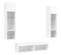 vidaXL Meuble-paroi 6 pièces avec éclairage LED Blanc Matériau dérivé du bois
