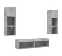 vidaXL Meuble-paroi 6 pièces avec éclairage LED gris béton Matériau dérivé du bois