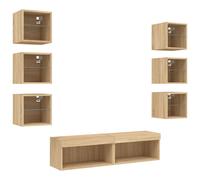 vidaXL Meuble-paroi 8 pièces avec éclairage LED Chêne Sonoma Matériau dérivé du bois