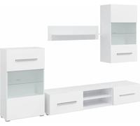 vidaXL Meuble-paroi en cinq parties Armoire TV avec éclairage LED Blanc