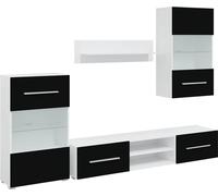 vidaXL Meuble-paroi en cinq parties Armoire TV avec éclairage LED Noir
