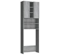 vidaXL Meuble pour Machine à Laver Salle de Bain Buanderie Organisateur de Maison Meuble de Rangement Intérieur Sonoma Gris 64x25,5x190 cm