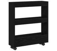 vidaXL Meuble Salle de Bain Étroit avec Roues Chêne Noir Bois Stratifié Design Compact pour Préparation Alimentaire Organisation Et Solutions de Rangement Unité Organisateur MDF Moderne Chariot Prépa