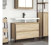 vidaXL Meuble Salle de Bain lavabo tiroirs chêne Sonoma 90x34,5x60 cm, Meuble Vasque de Toilette, Meuble de Rangement de Salle de Bain, Meuble de Bain