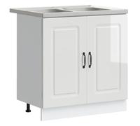 vidaXL Meuble sous évier de Cuisine Moderne avec niveleurs réglables | Finition Blanche Brillante | 2 Portes | Construction Robuste en Bois d'ingénierie | Unité Gain de Place