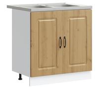 vidaXL Armoire de cuisine 2 pcs Marron 80 x 46 x 81.5 cm Bois composite