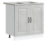 vidaXL Meuble sous évier Gris béton avec Grand Espace de Rangement et Pieds réglables | Mobilier de Cuisine en Bois d'ingénierie pour Usage intérieur, Dimensions 80x46x81.5 cm, unité Moderne