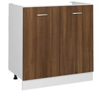 vidaXL Meuble sous évier Lyon – Chêne brun – 80 x 46 x 81,5 cm – Bois d'ingénierie