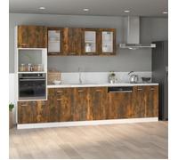 Vidaxl Armoire De Plancher D'évier ""Lyon"" Chêne Fumé 80x46x81,5 Cm Multicolore