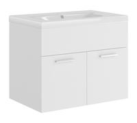 vidaXL Meuble sous-lavabo avec vasque encastrée Blanc Bois composite