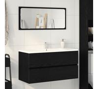 vidaXL Meuble sous Lavabo avec tiroir Chêne Noir 90 x 38.5 x 45 cm, Rangement de Salle de Bain, Cabinet rétro rectangulaire, Grand Espace, Organisateur de Coiffeuse, Bois décoratif