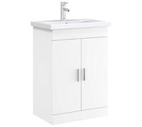 vidaXL Meuble sous lavabo de Salle de Bain Blanc 56 x 37,5 x 81 cm,
