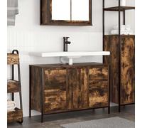 Vidaxl Meuble Sous-Vasque Avec Tiroirs Chêne Fumé 90x34,5x60 Cm