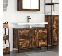 vidaXL Meuble sous-vasque avec tiroirs chêne fumé 90x34,5x60 cm, meuble vasque de salle de bain, meuble sous vasque de salle 861889