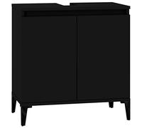 vidaXL Meuble sous-Vasque, Noir, 58x33x60 cm, Bois d’ingénierie & Métal, Meuble de Salle de Bain avec Compartiment, Style Industriel, Rangement Salle de Bain, Organisateur Maison