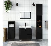 vidaXL Meuble sous-vasque, Noir, 65x33x60 cm, Bois d’ingénierie et métal, Meuble de salle de bain avec porte et tiroirs, 831605