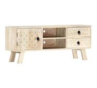 vidaXL Meuble TV 110 x 30 x 44 cm Bois massif de manguier Beige G