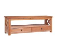 vidaXL Meuble TV armoire basse – 2 tiroirs, 1 étagère multimédia – 120×30×40 cm – Acajou massif