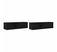 vidaXL Meuble TV 2 pcs chêne noir 100x31x25,5 cm bois d'ingénierie, banc TV, meuble hifi, centre de divertissement, buffet 861475