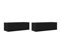 vidaXL Meuble TV 2 pcs chêne Noir 80x31x25,5 cm Bois d'ingénierie, Banc TV, Meuble HiFi, Centre de Divertissement, Buffet TV, Meuble multimédia