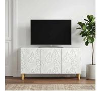 vidaXL Meuble TV 99 x 34,5 x 50 cm Blanc Bois d'ingénierie, Meuble TV rectangulaire Moderne, Espace de Rangement généreux, Bois Technique pour Salon, Design Polyvalent