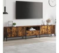 Vidaxl Meuble Tv À Tiroir Chêne Fumé 200x25x44 Cm Bois D'ingénierie Marron