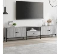 Vidaxl Meuble Tv À Tiroir Sonoma Gris 200x25x44 Cm Bois D'ingénierie Marron
