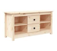 vidaXL Meuble TV, Armoir de Télévision avec 2 Tiroirs et 4 Compartiments, Meuble Télé avec Rangement Salle de Séjour, Moderne, Marron Bois de Pin Massif