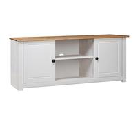 vidaXL Meuble TV Armoire Basse avec 2 Portes et 2 Compartiments Meuble Multimédia Armoire Stéréo Salle de Séjour Blanc 120x40x50 cm Bois de Pin Massif