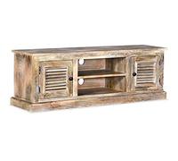 vidaXL Meuble TV Armoire Basse Centre de Divertissement Meuble Multimédia Salon Salle de Séjour Maison Intérieur Bois de Manguier Massif