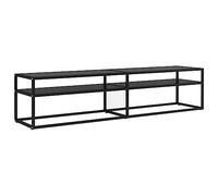 vidaXL Meuble TV Armoire Basse Centre de Divertissement Meuble Stéréo Salon Salle de Séjour Maison Intérieur Noir 180x40x40,5 cm Verre Trempé
