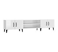 vidaXL Meuble TV, Armoire de Télévision avec 4 Compartiments et 4 Portes, Meuble Télé Salon Salle de Séjour, Moderne, Blanc Brillant Bois d'Ingénierie
