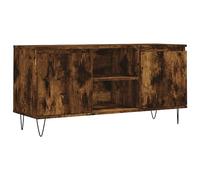 vidaXL Meuble TV, Armoire de Télévision avec 4 Compartiments et Pieds, Meuble Télé avec Rangement Salon Salle de Séjour, Chêne Fumé Bois d'Ingénierie