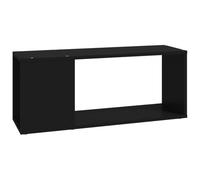 vidaXL Meuble TV, Armoire de Télévision avec Compartiment, Meuble Télé avec Rangement Salle de Séjour, Scandinave, Noir Bois d'Ingénierie