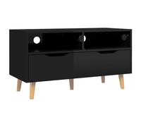 vidaXL Meuble TV, Armoire de Télévision avec Compartiment, Meuble Télé de Salon, Armoire de Rangement Salle de Séjour Intérieur, Noir Brillant Bois d’Ingénierie