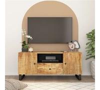 vidaXL Meuble TV, Armoire de Télévision avec Étagère, Meuble Télé avec Compartiment Salon, Rustique, Bois de Manguier et d'Ingénierie Marron G