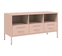 vidaXL Meuble TV 843037 avec pieds et rangement 100,5x39x50,5 cm Rose Acier