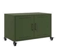 vidaXL Meuble TV, Armoire de Télévision avec Portes, Support Télé avec Rangement Salon Salle de Séjour, Vert Olive 68x39x43,5 cm Acier