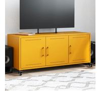 vidaXL Meuble TV, Armoire de Télévision avec Portes, Support Télé avec Rangement Salon Salle de Séjour, Jaune Moutarde 846647