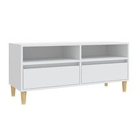 vidaXL Meuble TV, Armoire de Télévision avec Rangement, Meuble Télé Salon Salle de Séjour Intérieur, Scandinave, Blanc Bois d'Ingénierie